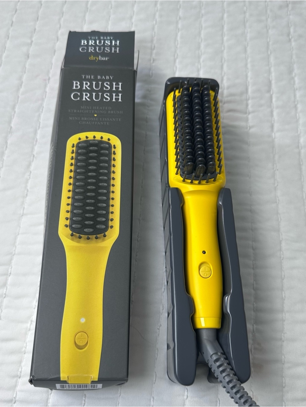 Drybar The Baby Brush Crush Yellow Mini Heated Straightening with Gray Bristles - Picture 3 of 12